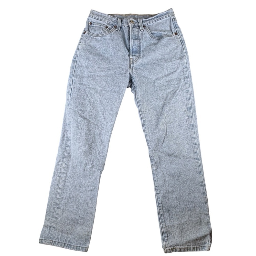 Women’s Levi 501 Straight Leg Jeans Light Blue Wash Size 26W 26L